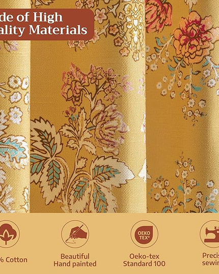 Maison d' Hermine Curtains for Living Room 100% Cotton 96 inch Length One Panel Light Filtering Curtains for Bedroom Windows with Rod and Loop Pockets Drapes (Marquise Yellow, 50" W x 96" L)
