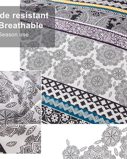Cottolester Boho Comforter Set King Size 8 Piece Bed in a Bag Bohemian Striped Bedding Quilt Set Purple Paisley Floral Comforter and Sheet Set,Soft Microfiber Complete Bedding Sets for All Season