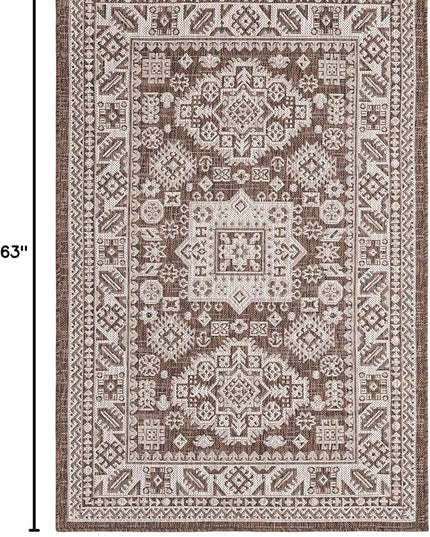 Rugs.com Outdoor Aztec Collection Rug – 3' x 5' Brown Flatweave Rug Perfect for Living Rooms, Large Dining Rooms, Open Floorplans