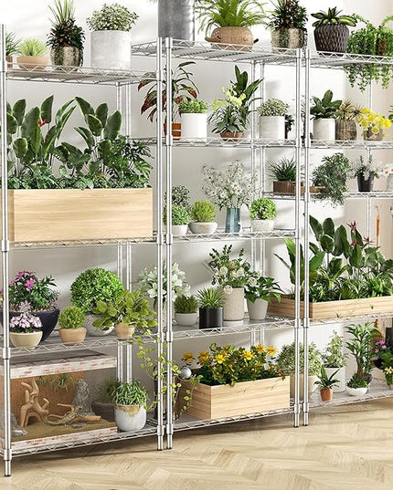Storage Shelves,21.3" W x 11.8" D x 58.5" H Wire Shelving Unit Loads 550LBS,5-tier Adjustable Metal Utility Shelf,Garage Shelves with Liner and Hooks,Home Storage Rack for Kitchen,Laundry,Pantry