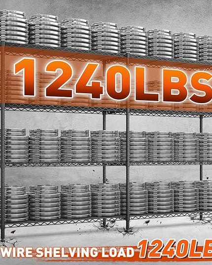 REIBII 70"W Metal Shelving, Storage Shelves 4-tier Wire Shelving Unit Load 1240LBS Metal Shelves for Storage Adjustable Shelving Rack for Pantry Kitchen Commercial school Garage 70"W*15.8"D*62.9"H