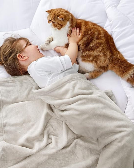 Bedsure GentleSoft Bedding Fleece Blanket for Girls and Boys - Soft Cozy Cute Small Throw Blankets for Travel, 43x55 Inches, Linen