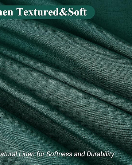 Naturoom Dark Green 48 Inch Shower Curtain - Stall Narrow Half Linen Ultra Thick Fabric Shower Curtain Set with Hooks, Boho Farmhouse Rustic RV Camper Bath Curtains for Bathroom, 48x72