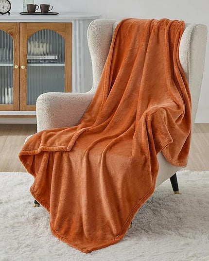 Bedsure GentleSoft Fleece Blanket Twin Size Burnt Orange - 300GSM Lightweight Plush Fuzzy Cozy Soft Warm Blanket for Bed, Sofa, Couch, Travel, Camping, 60x80 inches