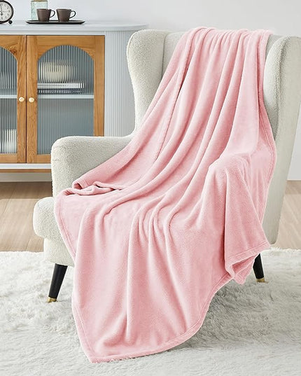 Bedsure GentleSoft Pink Fleece Throw Blanket for Couch - 300GSM Cozy Soft Blankets for Women, Cute Small Fleece Throws for Girls, Pink Home Decor Gifts, 50x60 Inches
