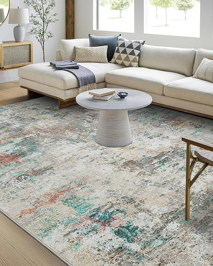 Modern Abstract Area Rug 3x5 Non Slip Non Shedding Rug Low Pile Stain Resistant for Bedroom Living Room,Colorful