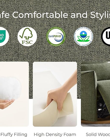 CHITA Swivel Rocker Recliner Chair, Power Nursery Glider Recliner, Nursery Rocking Chair with Adjustable Power Headrest, FSC Certified, Solid Wood Base, Moss Green