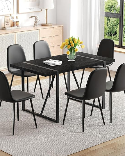Modern Dining Table and Chairs Set of 6, 7 Piece Kitchen Table and Chairs for Kitchen Dining Room, Apartment