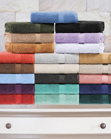 Superior Egyptian Cotton Pile Bath Sheet Set of 2, Ultra Soft Luxury Towels, Thick Plush Essentials, Absorbent Heavyweight, Guest Bath, Hotel, Spa, Home Bathroom, Shower Basics, Stone