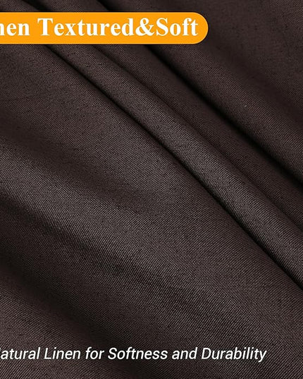 Naturoom Chocolate Brown Linen Shower Curtain, Country Boho Farmhouse Bath Decor Shower Curtains Neutral Cloth Weighted Textured Fabric Bath Curtain Liner with Hooks, 72x78
