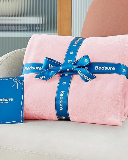 Bedsure GentleSoft Pink Fleece Throw Blanket for Couch - 300GSM Cozy Soft Blankets for Women, Cute Small Fleece Throws for Girls, Pink Home Decor Gifts, 50x60 Inches