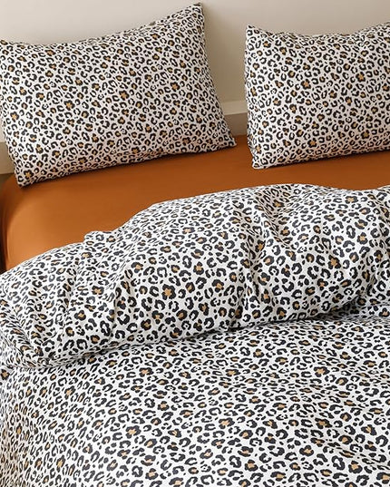 CLOTHKNOW Black Cheetah Twin/Twin XL Comforter Set 3Pcs Leopard Print Bedding Comforter Sets Soft Black Brown Bedding Sets with 2 x Pillow Cases