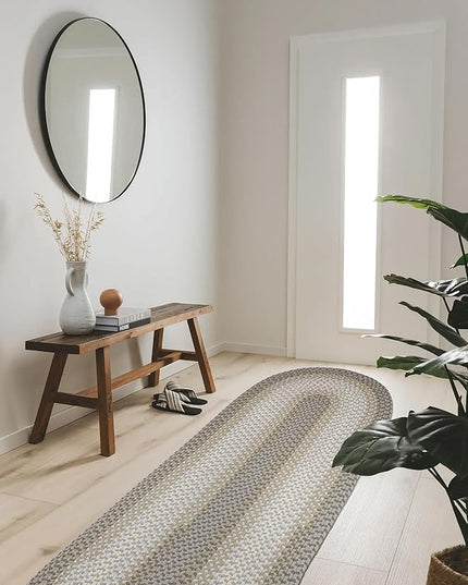 Tranquility TQ62 Frost 2' x 6' Runner - Braided Area Rug, Home Decor, Floor Mat or Bedroom Rug - Easy Care, Ideal for High Traffic Areas in Hallway and Living Room - Made in USA