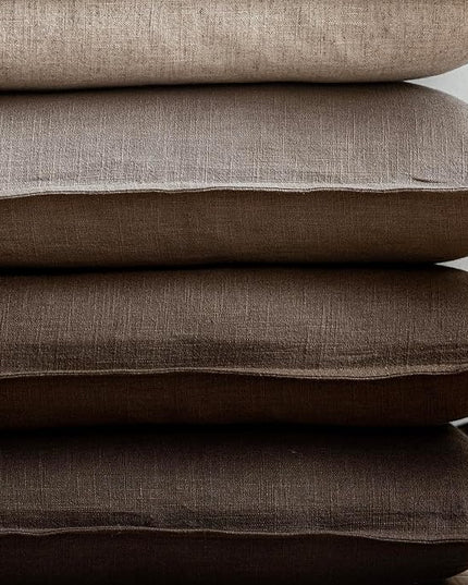 Foindtower Set of 2, Decorative Linen Soild Throw Pillow Covers Soft Accent Euro Cushion Case Farmhouse Neutral Pillowcase for Chair Couch Sofa Bedroom Living Room Home Decor 24 x 24 Inch Brown Tan