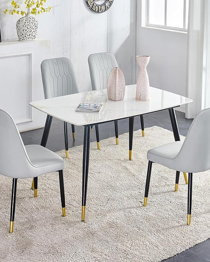 Dining Room Table Set for 4,Small Dining Table Set for 4, Sintered Stone Kitchen Table Top and Modern Chairs Set of 4 for Kitchen Dining Room, Small Space