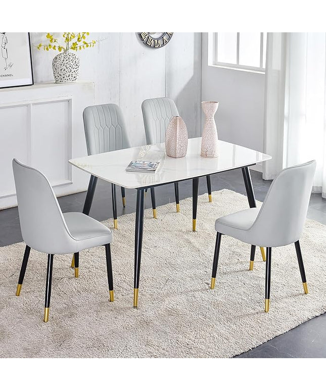 Dining Room Table Set for 4,Small Dining Table Set for 4, Sintered Stone Kitchen Table Top and Modern Chairs Set of 4 for Kitchen Dining Room, Small Space