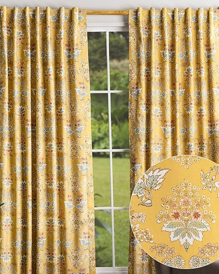 Maison d' Hermine Curtains for Living Room 100% Cotton 96 inch Length Two Panels Light Filtering Curtains for Bedroom Windows with Rod and Loop Pockets Drapes (Marquise Yellow, 50" W x 96" L)