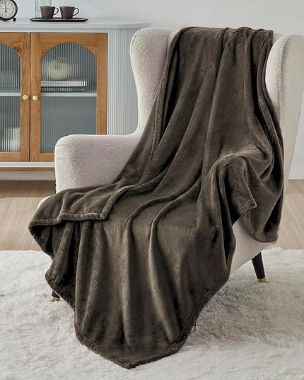 Bedsure GentleSoft Fleece Throw XL Blanket Brown - 300GSM Soft Lightweight Plush Cozy Blankets for Bed, Sofa, Couch, Travel, Camping, 50x70 inches