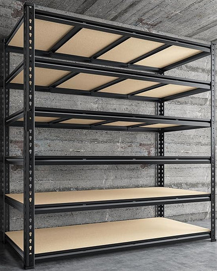 55" W Storage Shelves, 3060LBS Garage Shelving, 6-Tier Heavy Duty Shelving, Adjustable Metal Shelving Unit for Garage, Warehouse, Pantry, Kitchen, 55" W × 24" D × 84" H, Black