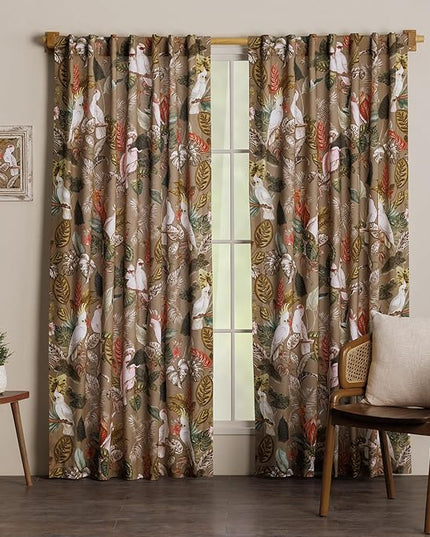 Maison d'Hermine Curtains for Living Room 100% Cotton 96 inch Length Two Panels Light Filtering Curtains for Bedroom Windows with Rod and Loop Pockets Drapes (Cacatoes - Silver Sage, 50" W x 96" L)