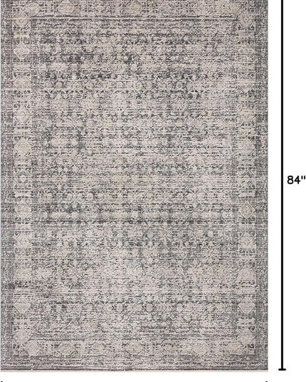 Loloi Amber Lewis Alie Collection ALE-03 Charcoal/Dove 7'-10'' x 7'-10'', .13'' Pile Height, Round Area Rug