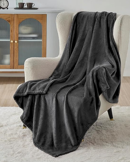 Bedsure Charcoal Fleece Blanket 50x70 Blanket - 300GSM Soft Lightweight Plush Cozy Blankets for Bed, Sofa, Couch, Travel, Camping