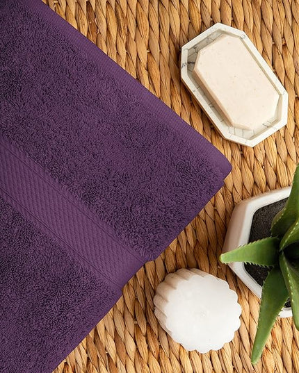 Superior Egyptian Cotton Pile 10 Piece Towel Set, Includes 2 Bath, 4 Hand, 4 Face Towels/Washcloths, Ultra Soft Luxury Towels, Thick Plush Essentials, Guest Bath, Spa, Hotel Bathroom, Plum