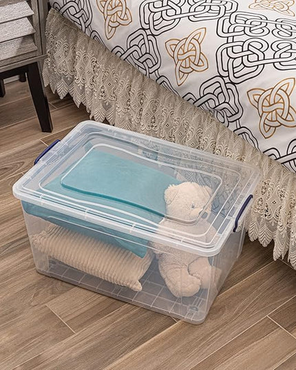 Superio Clear Storage Boxes with Wheels (2 Pack), 85 Qt Heavy Duty Containers with Lids, Stackable Rolling Bins for Home, Garage, Closet Organization- Linen, Tools, Clothing, Supplies