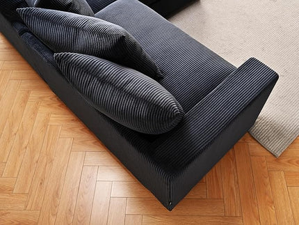 Luxe Oversized Two-Piece Sectional Couches for Living Room, 102.4-Inch L Shaped Sofa with Chaise, Upholstered with Corduroy Fabric, Black - Right Facing