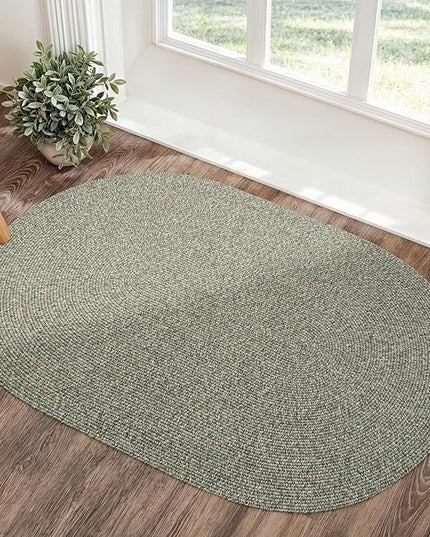 Seasons SE65 Spring Green 2' x 3' Oval - Braided Area Rug, Home Decor, Floor Mat or Bedroom Rug - Easy Care, Ideal for High Traffic Areas in Hallway and Living Room - Made in USA