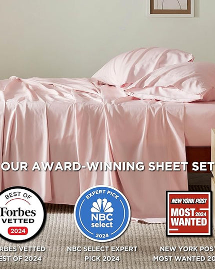 Bedsure California King Sheet Sets, Cooling Sheets for Hot Sleepers, Rayon Derived from Bamboo, Breathable & Soft, Deep Pocket Up to 16 Inches, Hotel Luxury Silky Bedding, Pink