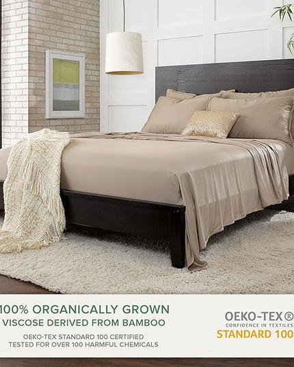 Pure Bamboo Twin Sheets, Genuine 100% Organic Viscose Derived from Bamboo Bed Sheet Set, Luxuriously Soft & Cooling, Double Stitching, 2 Year Quality Promise (Twin, Sand)