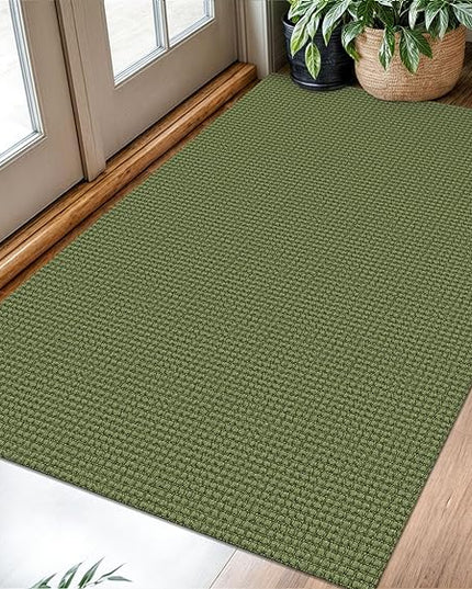 KOZYFLY Rugs for Entryway 3x5 ft Washable Area Rug Non Slip Rubber Backed Entry Rug Woven Indoor Door Mat Cotton Kitchen Rugs Floor Carpet for Entryway, Foyer, Backdoor, Bright Green/Earthy Green