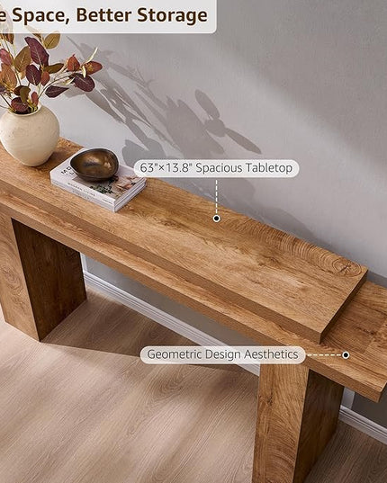 OKD 63 Inch Modern Entryway Console Table, Solid Geometry Accent Sofa Table Behind The Couch, Narrow Console Table for Entryway, Hallway, Living Room, Foyer, Light Tree Knot