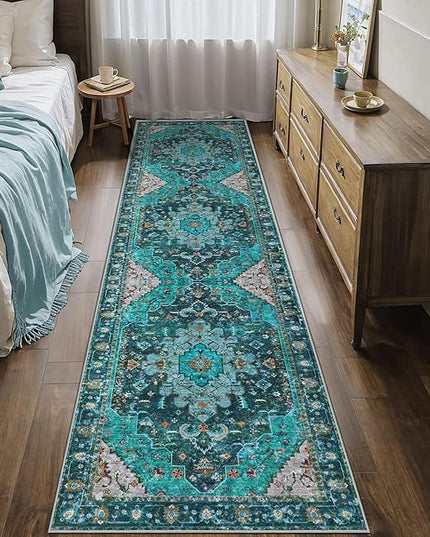 Ciicool Washable Vintage Runner Rug 2' x 8' ft Hallway, Boho Low Pile Long Non Slip Soft Kitchen Carpet Indoor Oriental Throw Rug