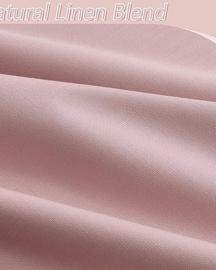 Guken 100% Blackout Linen Curtains 63 Inch 2 Panels Set for Girl's Bedroom, Living Room, Nursery, Back Tab Thermal Insulated Black Out Drapes Room Darkening, Pink