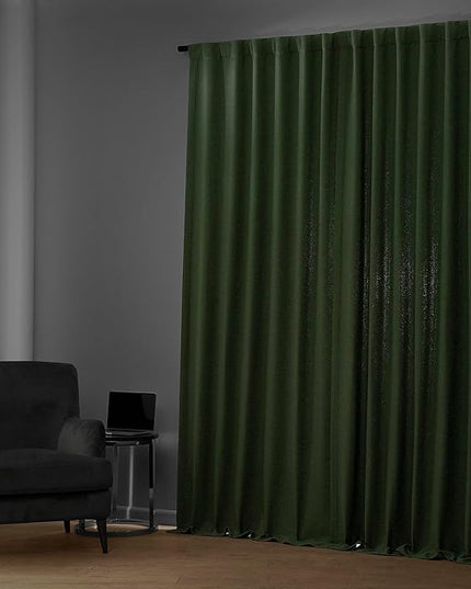 HPD Half Price Drapes Bellino Room Darkening Curtains 120 Inches Long Curtains for Bedroom & Living Room (1 Panel), 50W x 120L, Pine Forest Green