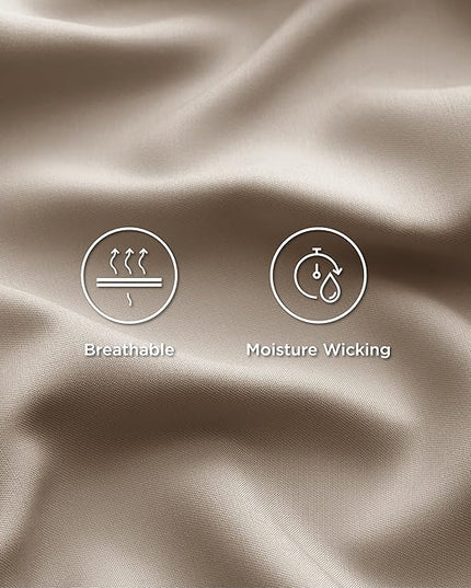 Bedsure Queen Sheet Set, Rayon Derived from Bamboo, Cooling Sheets, Breathable & Soft, Deep Pocket Up to 16 Inches, Hotel Luxury Silky Bedding for Hot Sleepers, Simply Taupe