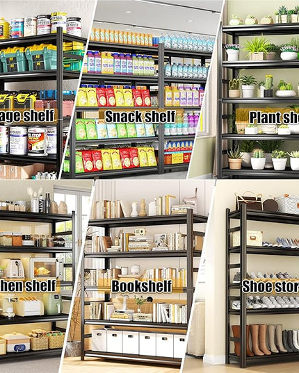 Storage Shelves, Garage Metal Shelving Unit, Adjustable, Double-Layer Column with Reinforced Ribs, Heavy-Duty, Capable of Bearing 3000 lbs, Suitable for Garage, Warehouse, Kitchen Storage