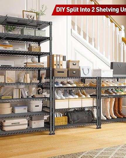 REIBII 8 Tier Metal Shelving 75"H Storage Shelves Tall Wire Shelving Unit Adjustable Detachable Storage Shelves for Laundry Pantry Kitchen Commercial school 1040LBS Storage Rack 75"H X 35"W X 14"D