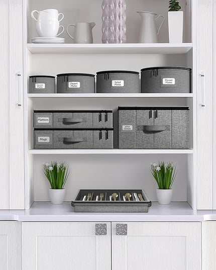Sorbus China Storage Containers - Hard Shell Dish Storage Containers for Organizing, Moving Supplies, Party - 4 Stackable Plate Carrier Set for Dinnerware, Plate Organizer with Felt Plate Protector