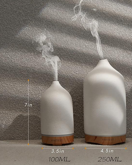 VIVITEST 200ML Ceramic Essential Oil Diffuser,Stone Essential Oil Diffuser,Ultrasonic Aromatherapy Diffusers for Home
