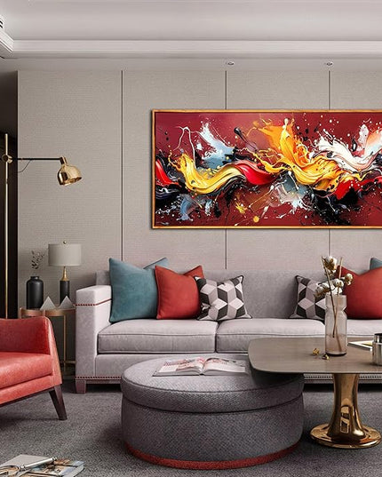 Ouzzlie Colorful Wall Decor Red Art for Living Room Large Wall Pictures Abstract Artwork Home Decor Prints Wall Art 29"x 59"