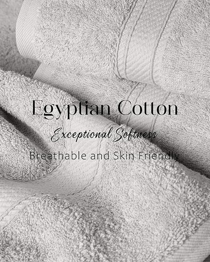 Superior Egyptian Cotton Pile 6 Piece Towel Set, Includes 2 Bath, 2 Hand, 2 Face Towels/Washcloths, Ultra Soft Luxury Towels, Thick Plush Essentials, Guest Bath, Spa, Hotel Bathroom, Silver