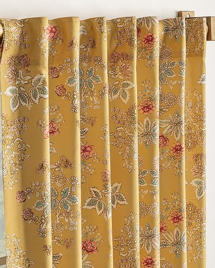 Maison d' Hermine Curtains for Living Room 100% Cotton 96 inch Length One Panel Light Filtering Curtains for Bedroom Windows with Rod and Loop Pockets Drapes (Marquise Yellow, 50" W x 96" L)