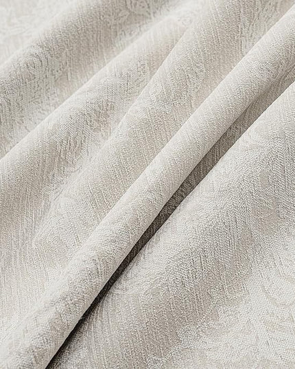 FMFUNCTEX Beige Floral Jacquard Blackout Curtains 108 Inches Long for Bedroom, Scroll Flower Chenille Farmhouse Curtains for Living Room Darkening Thermal Insulated Grommet Window Drapes 2 Panels