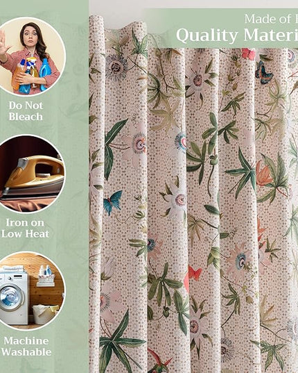 Maison d'Hermine Curtains for Living Room 100% Cotton inch Length Two Panels Light Filtering Curtains for Bedroom Windows with Rod and Loop Pockets Drapes (Passiflora - Grenadille, 50" W x 108" L)