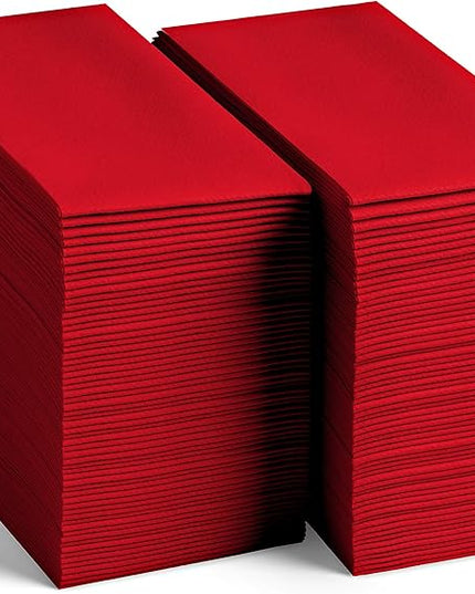 100 Linen-Feel Colored Paper Napkins - Decorative Cloth-Like Brighet Red Dinner Napkins - Soft And Absorbent. For Kitchen, Party, Wedding, Bathroom Or Any Occasion. (Pack of 100)