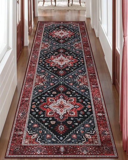 Ciicool Washable Runners Area Rug for Hallways, Ultra Soft 2'6 "x8' ft Boho Print Non-Slip Vintage Oriental Medallion Long Carpet for Kitchen Bedroom Laundry Bathroom