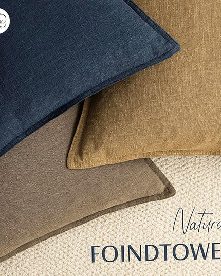 Foindtower Pack of 2, Decorative Linen Soild Throw Pillow Covers Soft Accent Cushion Case Boho Farmhouse Pillowcase for Chair Couch Sofa Bedroom Living Room Home Decor 26 x 26 Inch Honey Mustard